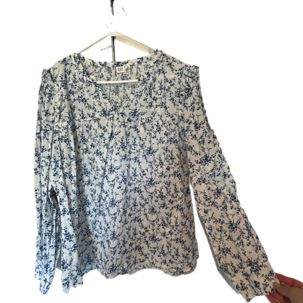 GAP Navy and White Patterned Blouse